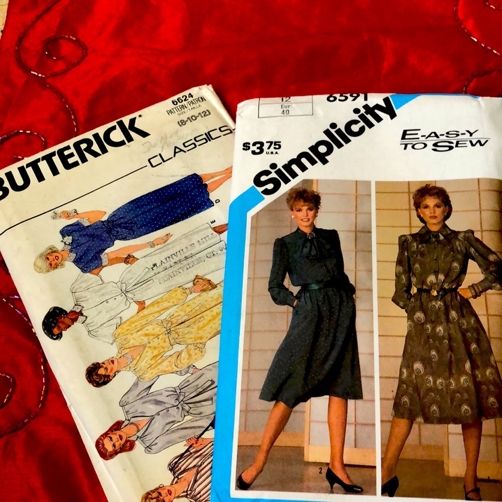 BUTTERICK 6624  AND SIMPLICITY 6591  DRESS PATTERNS-FOR ONE WITH GIFTED HANDS